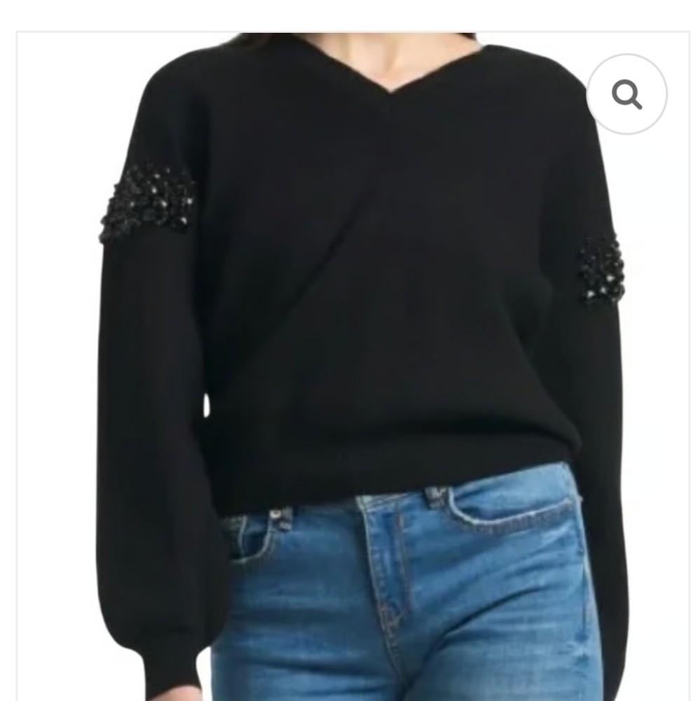 Sachin + Babi Elegant Black V-Neck Sweater